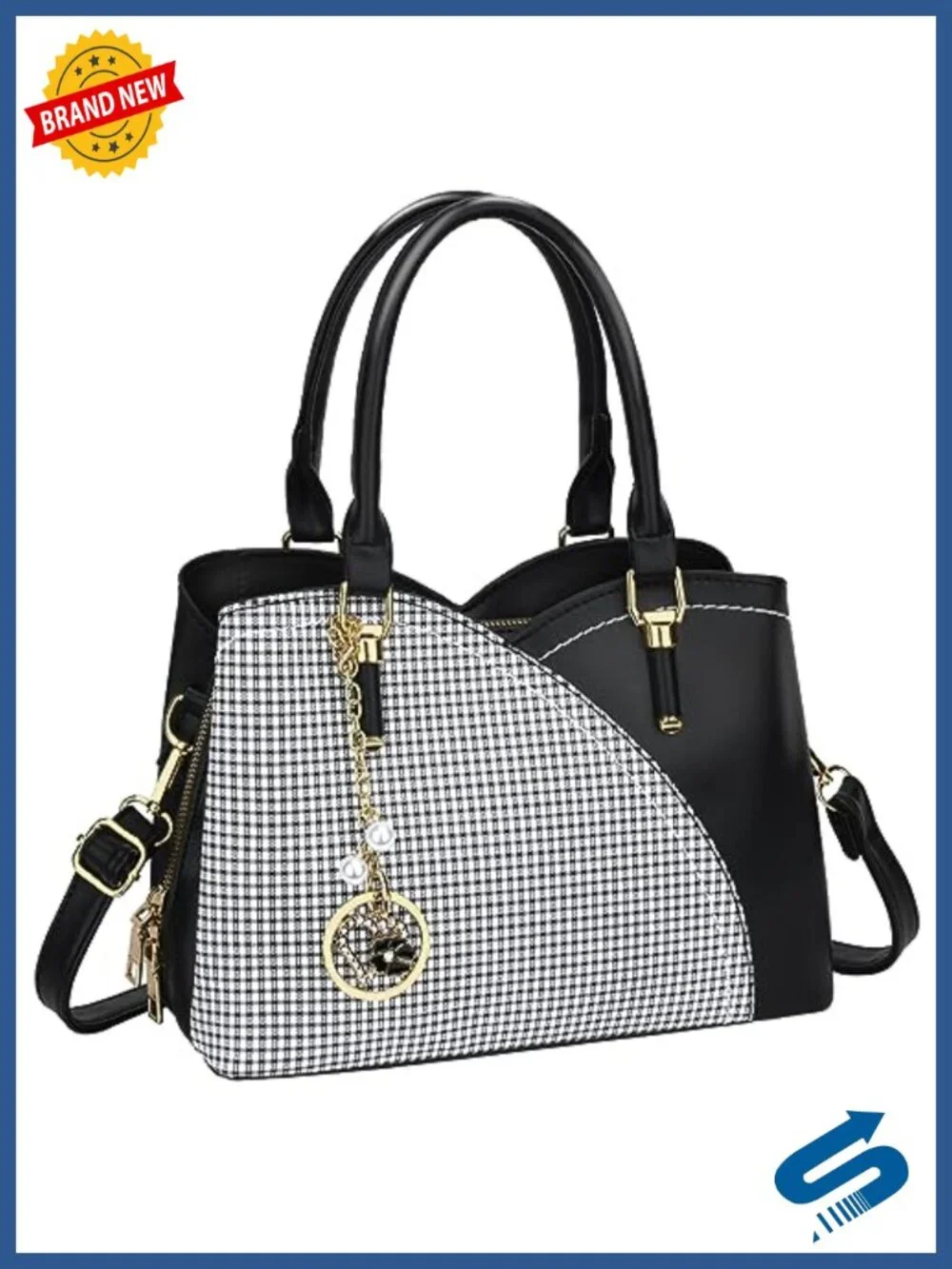 Vegan Leather Triple Compartment Satchel Handbag for Women